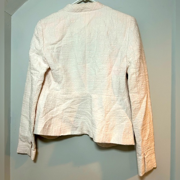 LOFT Light Pink Textured Opened Front Long Sleeve Women Blazer - Picture 4 of 5